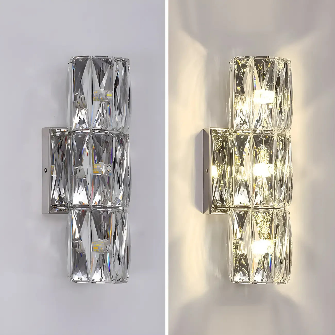 Luxury Geometric Crystal Gold Vanity Light