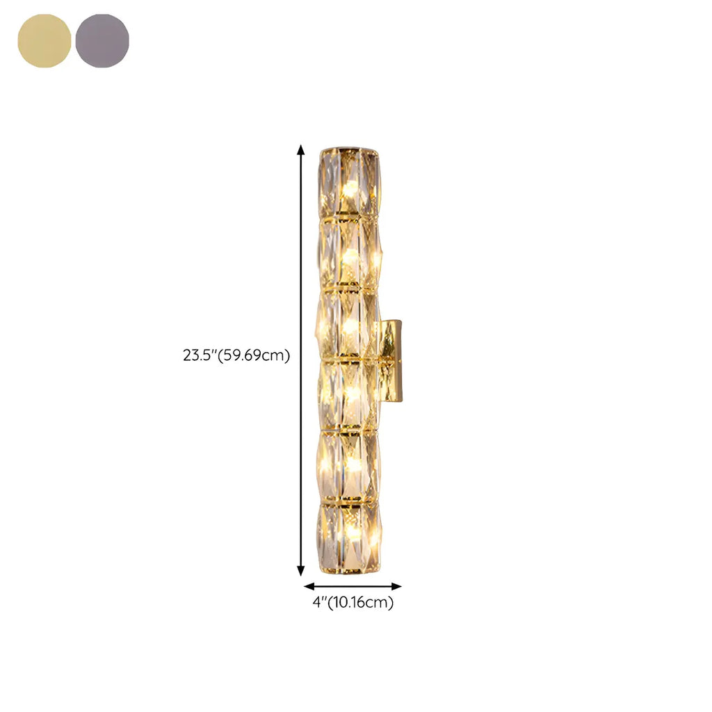 Luxury Geometric Crystal Gold Vanity Light