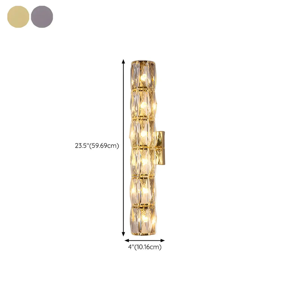 Luxury Geometric Crystal Gold Vanity Light