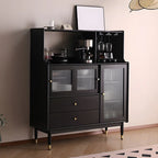 Modern Black Freestanding Wine Rack Large Storage for Living Bar