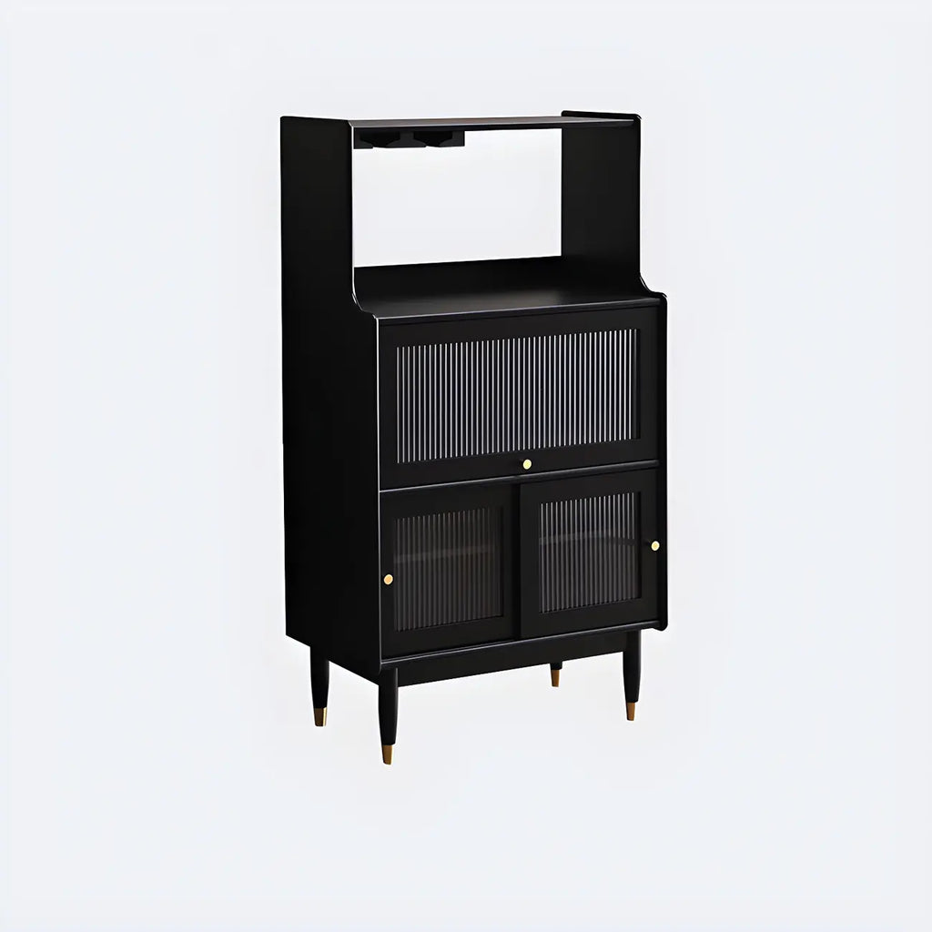 Modern Black Freestanding Wine Rack Large Storage for Living Bar