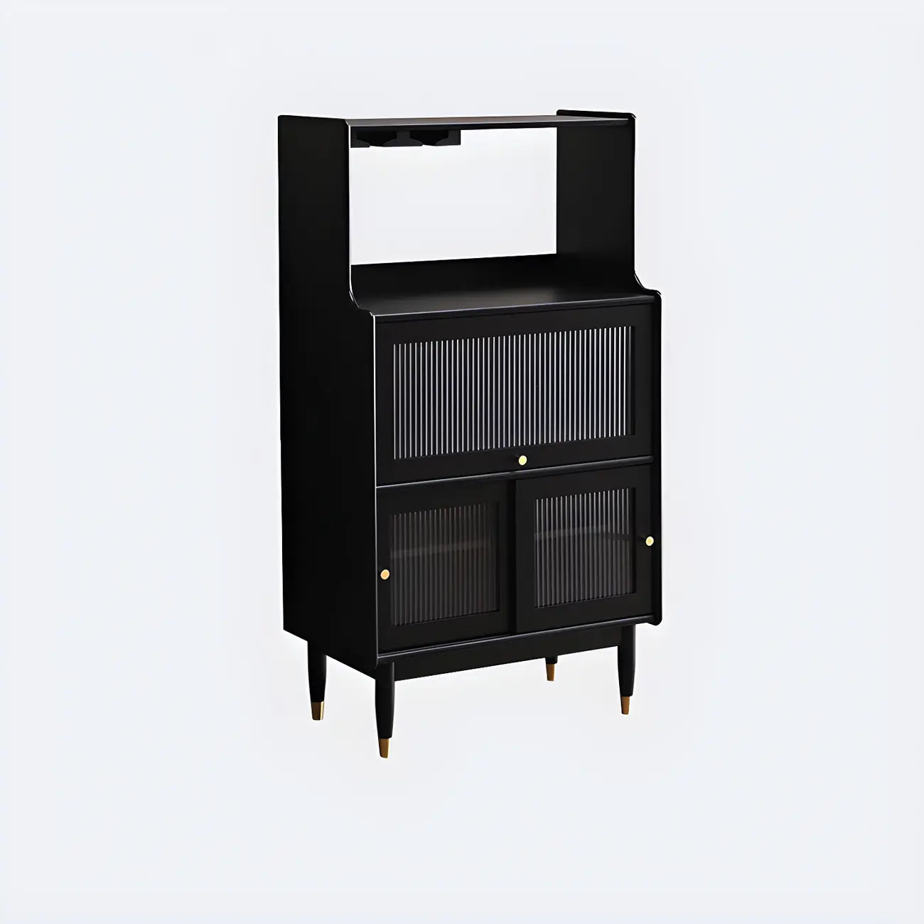 Modern Black Freestanding Wine Rack Large Storage for Living Bar
