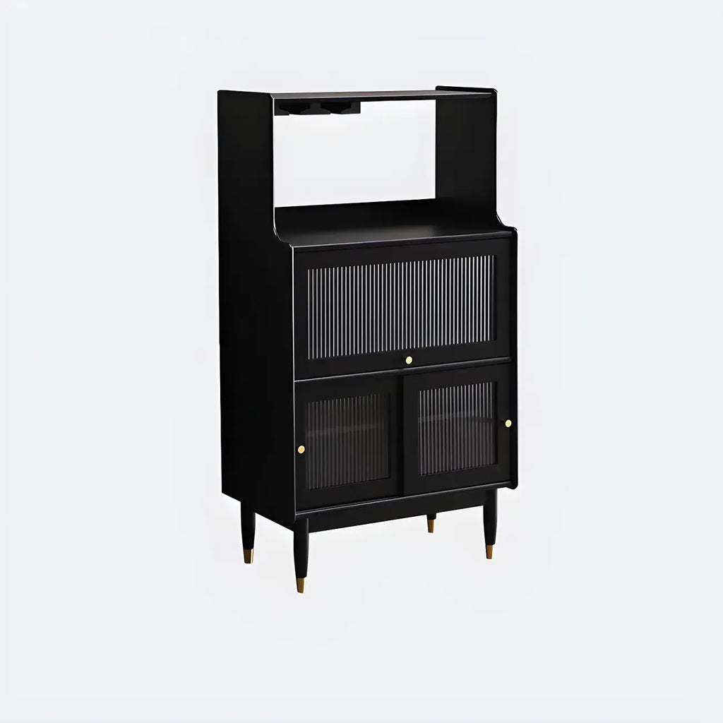 Modern Black Freestanding Wine Rack Large Storage for Living Bar