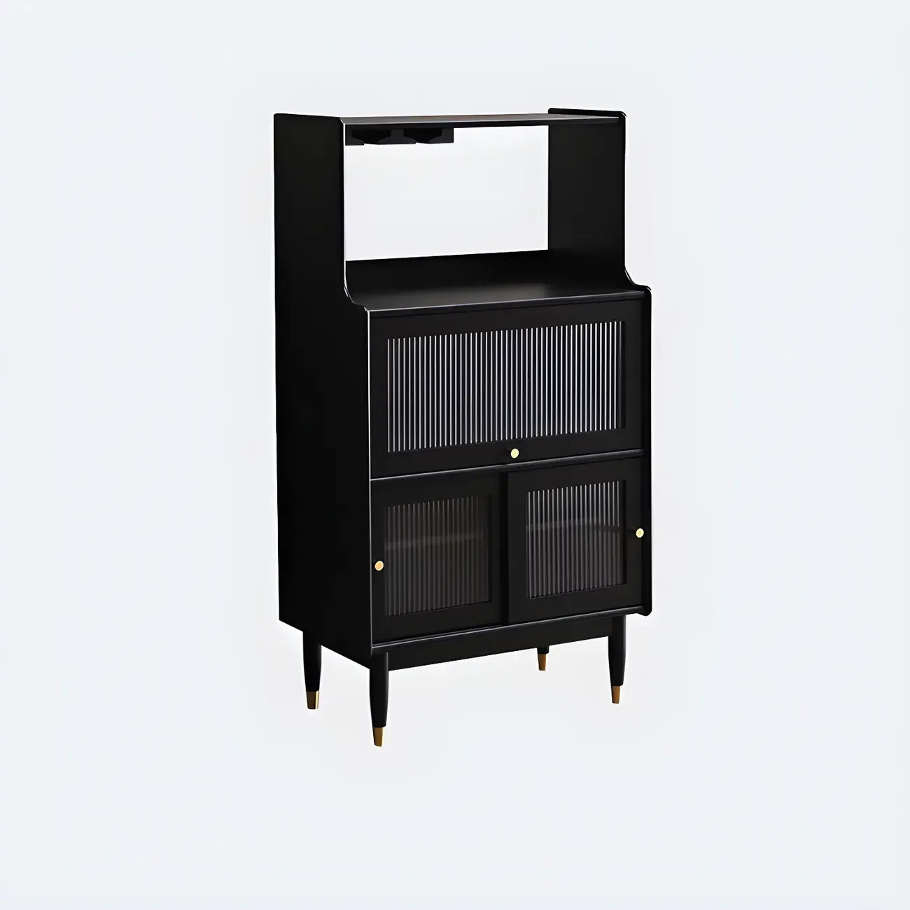 Modern Black Freestanding Wine Rack Large Storage for Living Bar
