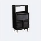 Modern Black Freestanding Wine Rack Large Storage for Living Bar