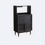 Modern Black Freestanding Wine Rack Large Storage for Living Bar