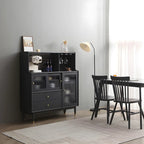 Modern Black Freestanding Wine Rack Large Storage for Living Bar