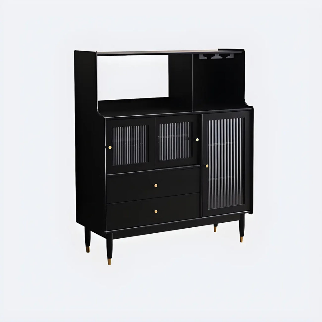 Modern Black Freestanding Wine Rack Large Storage for Living Bar