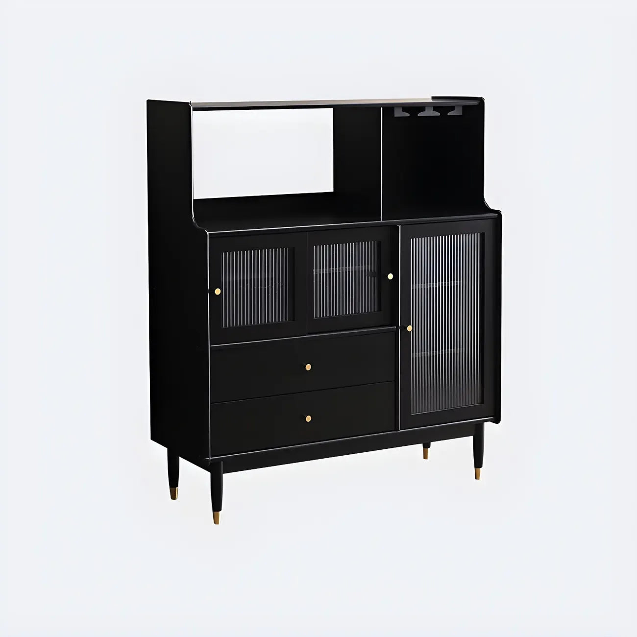 Modern Black Freestanding Wine Rack Large Storage for Living Bar