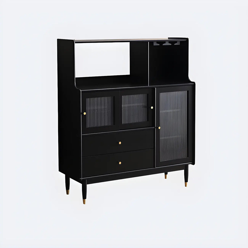 Modern Black Freestanding Wine Rack Large Storage for Living Bar