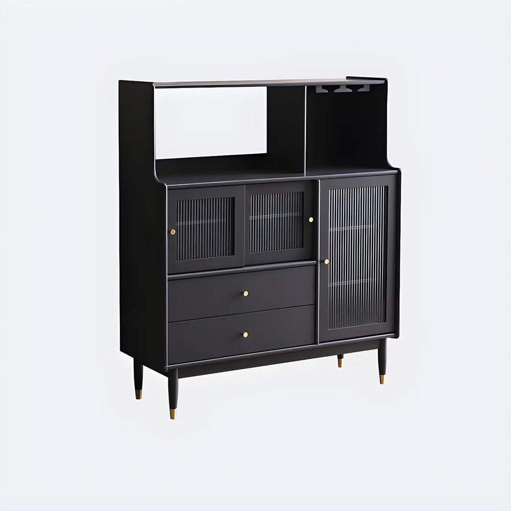 Modern Black Freestanding Wine Rack Large Storage for Living Bar