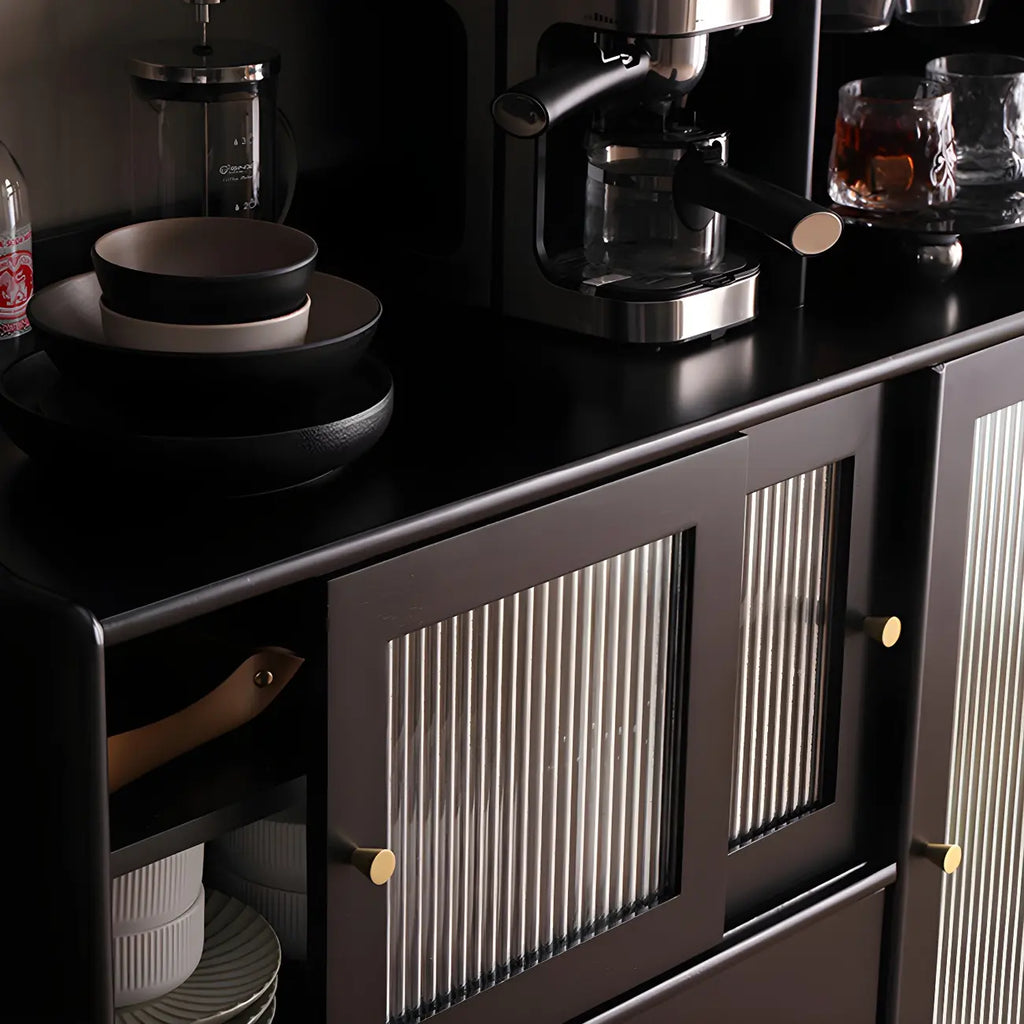 Modern Black Freestanding Wine Rack Large Storage for Living Bar