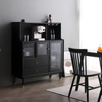 Modern Black Freestanding Wine Rack Large Storage for Living Bar