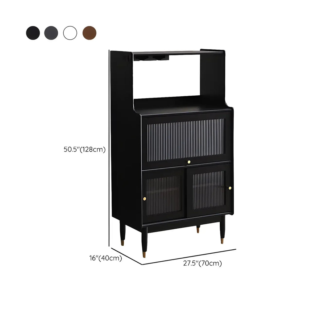 Modern Black Freestanding Wine Rack Large Storage for Living Bar