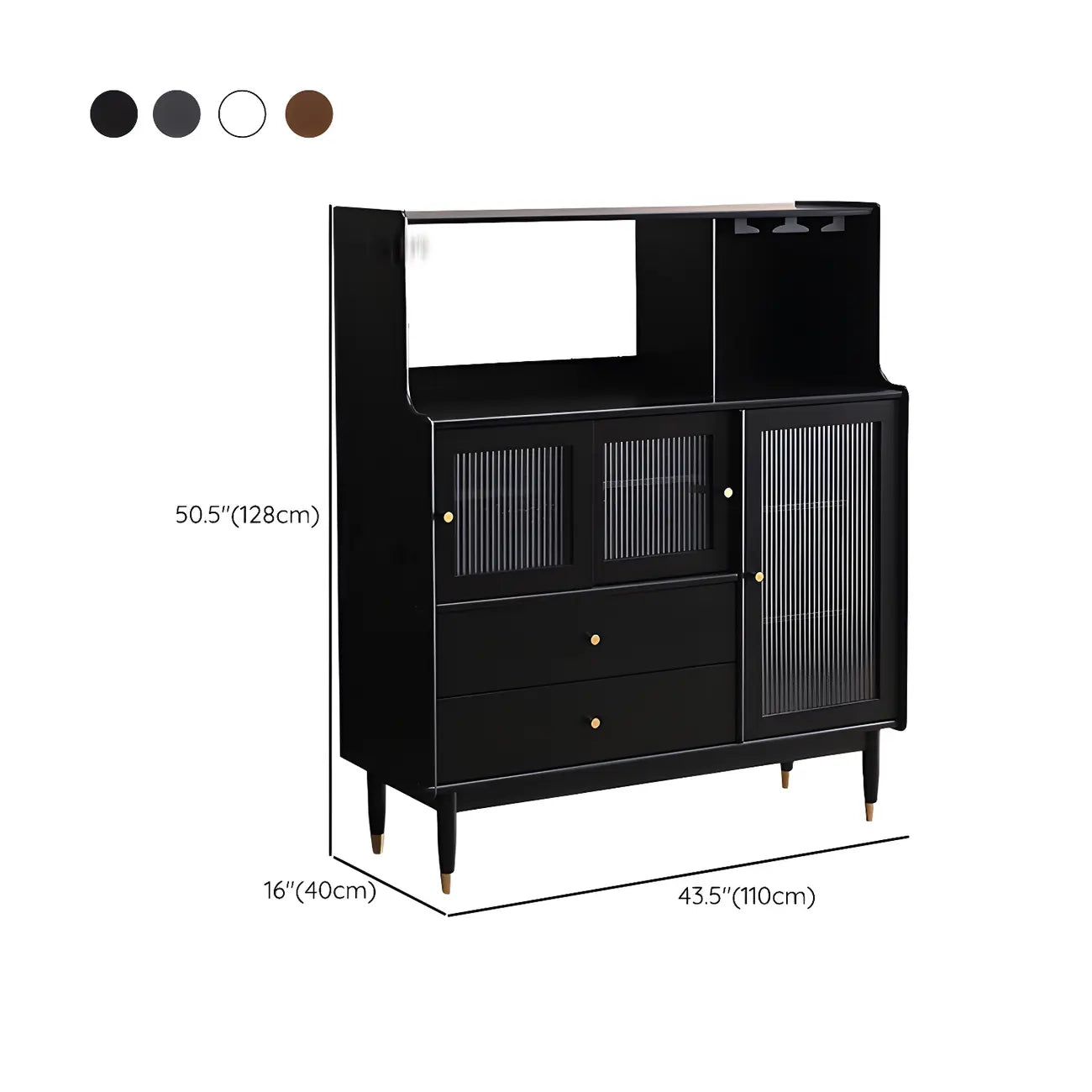 Modern Black Freestanding Wine Rack Large Storage for Living Bar