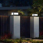 Black Rectangular Solar LED Outdoor Post Lights