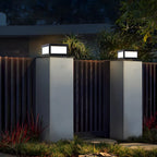 Black Rectangular Solar LED Outdoor Post Lights