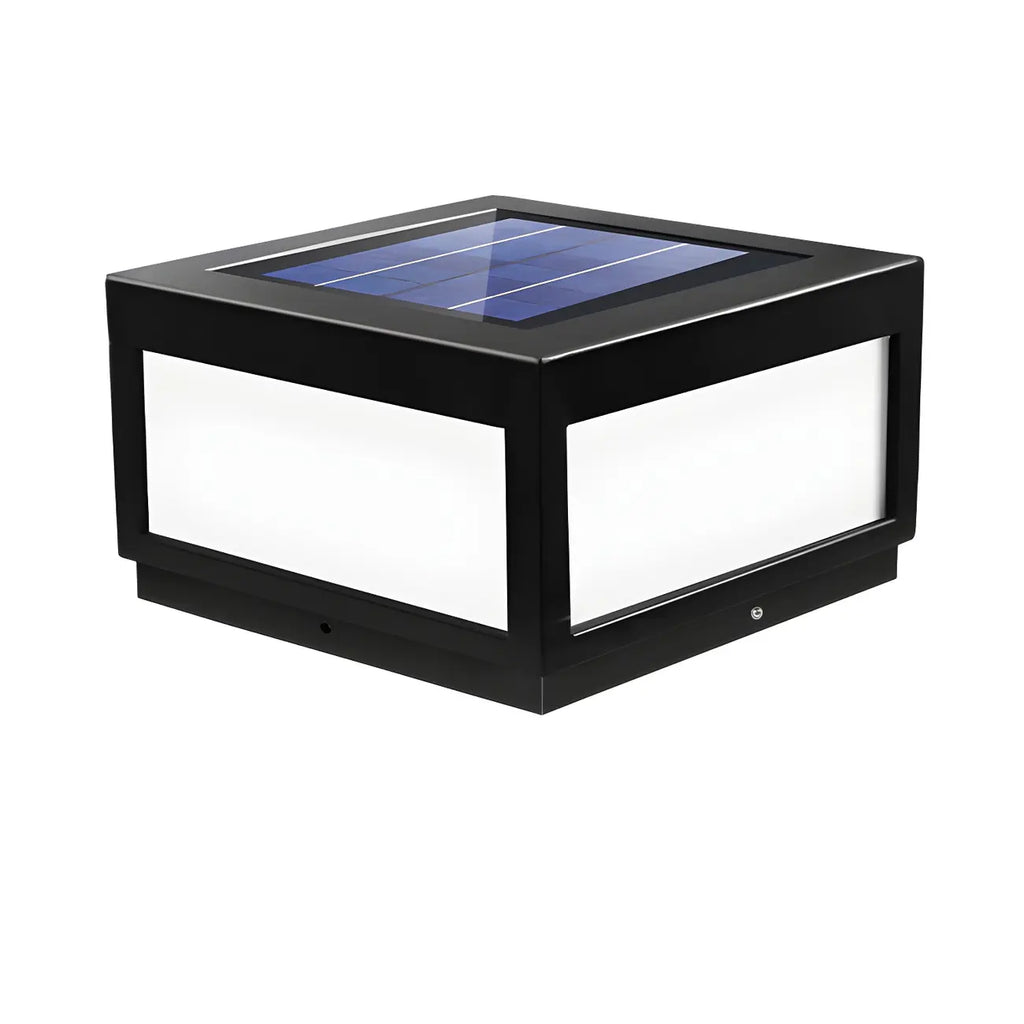 Black Rectangular Solar LED Outdoor Post Lights