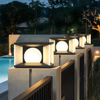 Warm Light Black Cube Solar LED Outdoor Post Lights