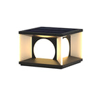 Warm Light Black Cube Solar LED Outdoor Post Lights