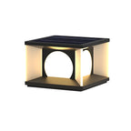 Warm Light Black Cube Solar LED Outdoor Post Lights