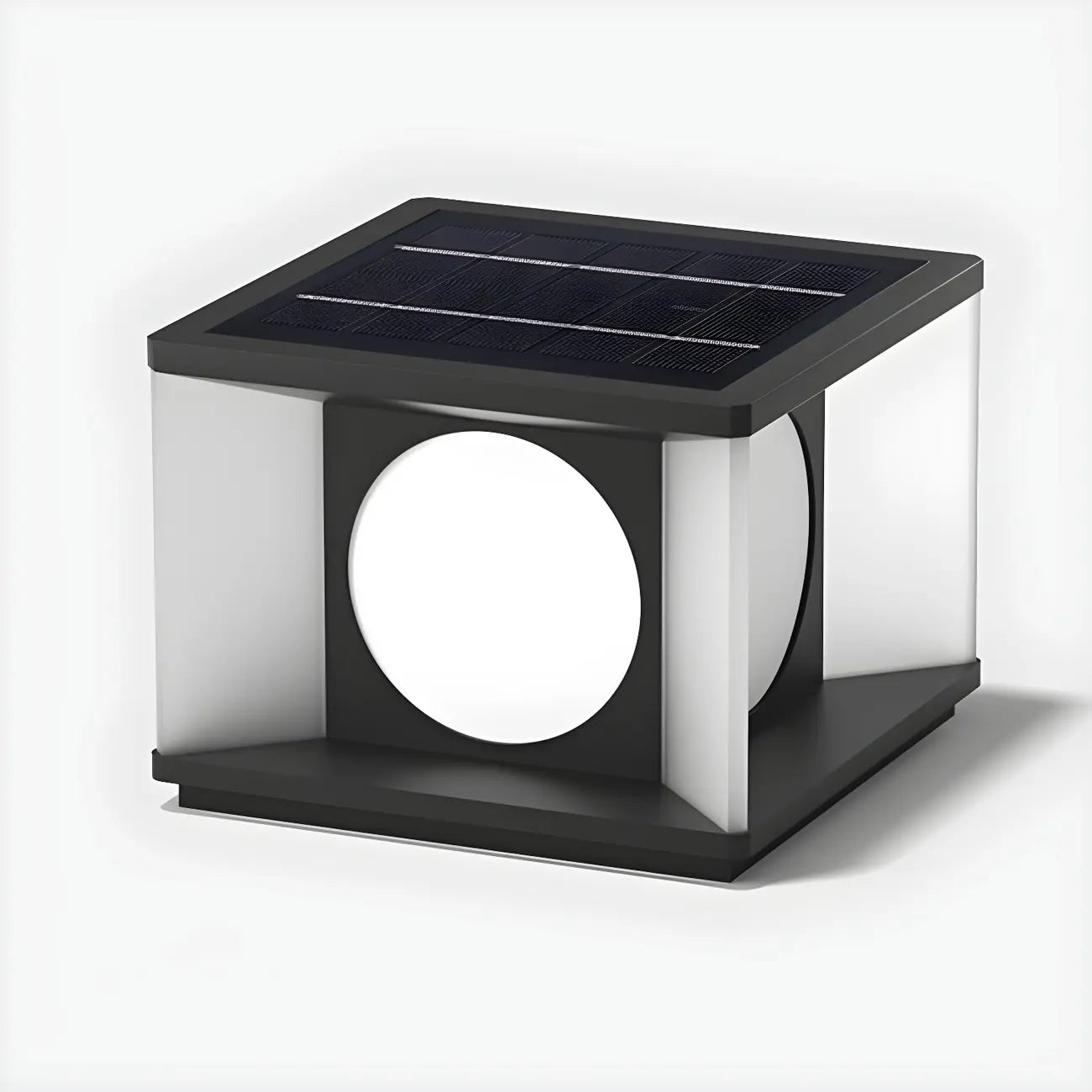 Warm Light Black Cube Solar LED Outdoor Post Lights
