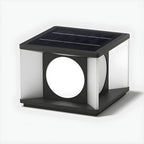 Warm Light Black Cube Solar LED Outdoor Post Lights