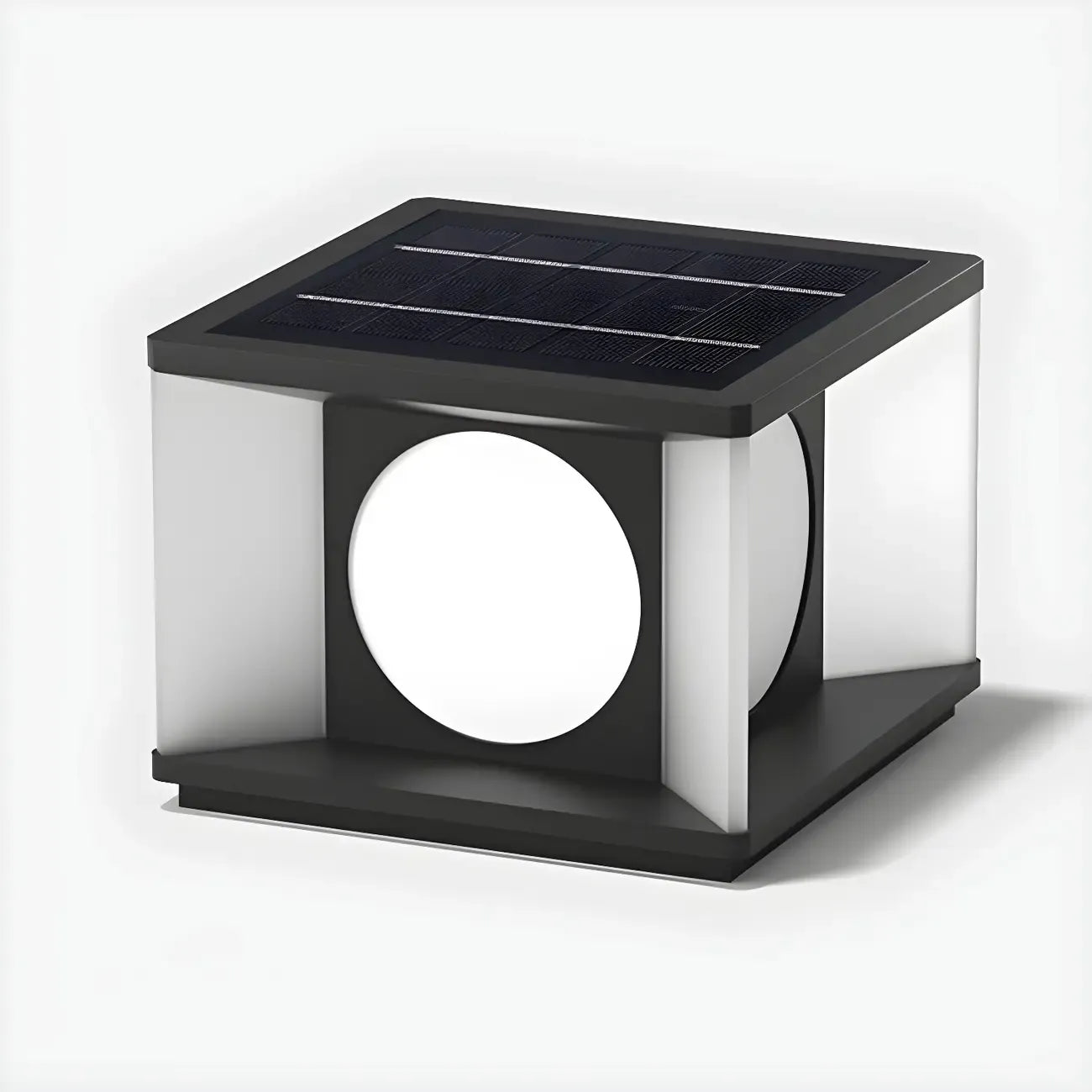 Warm Light Black Cube Solar LED Outdoor Post Lights