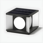 Warm Light Black Cube Solar LED Outdoor Post Lights
