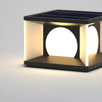 Warm Light Black Cube Solar LED Outdoor Post Lights