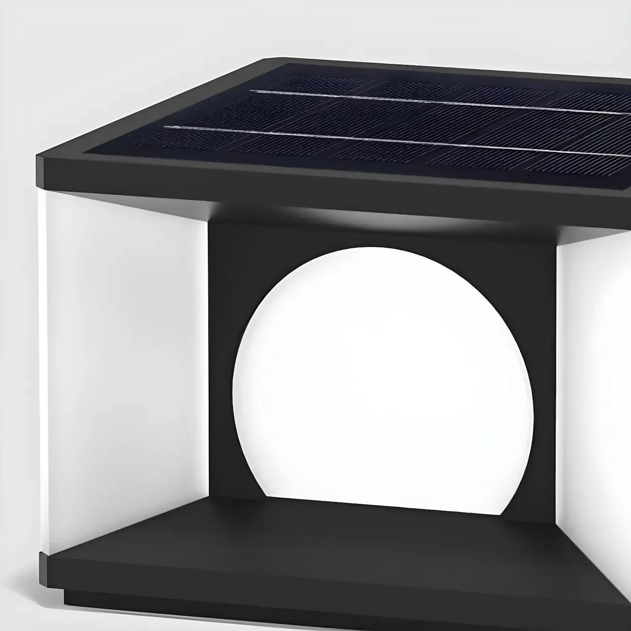 Warm Light Black Cube Solar LED Outdoor Post Lights