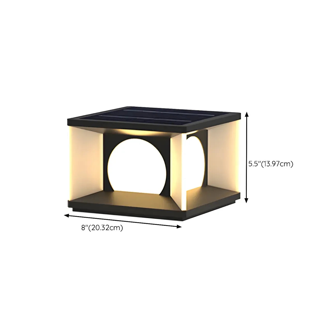 Warm Light Black Cube Solar LED Outdoor Post Lights