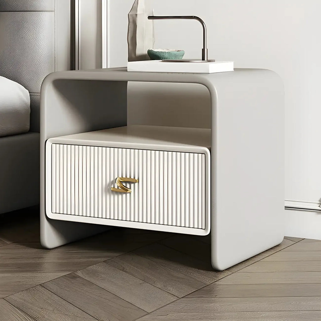 Morandi Narrow Open Back Leather Wood Nightstand