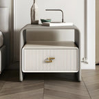 Morandi Narrow Open Back Leather Wood Nightstand