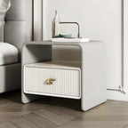 Morandi Narrow Open Back Leather Wood Nightstand