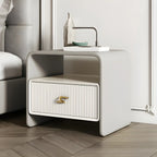 Morandi Narrow Open Back Leather Wood Nightstand