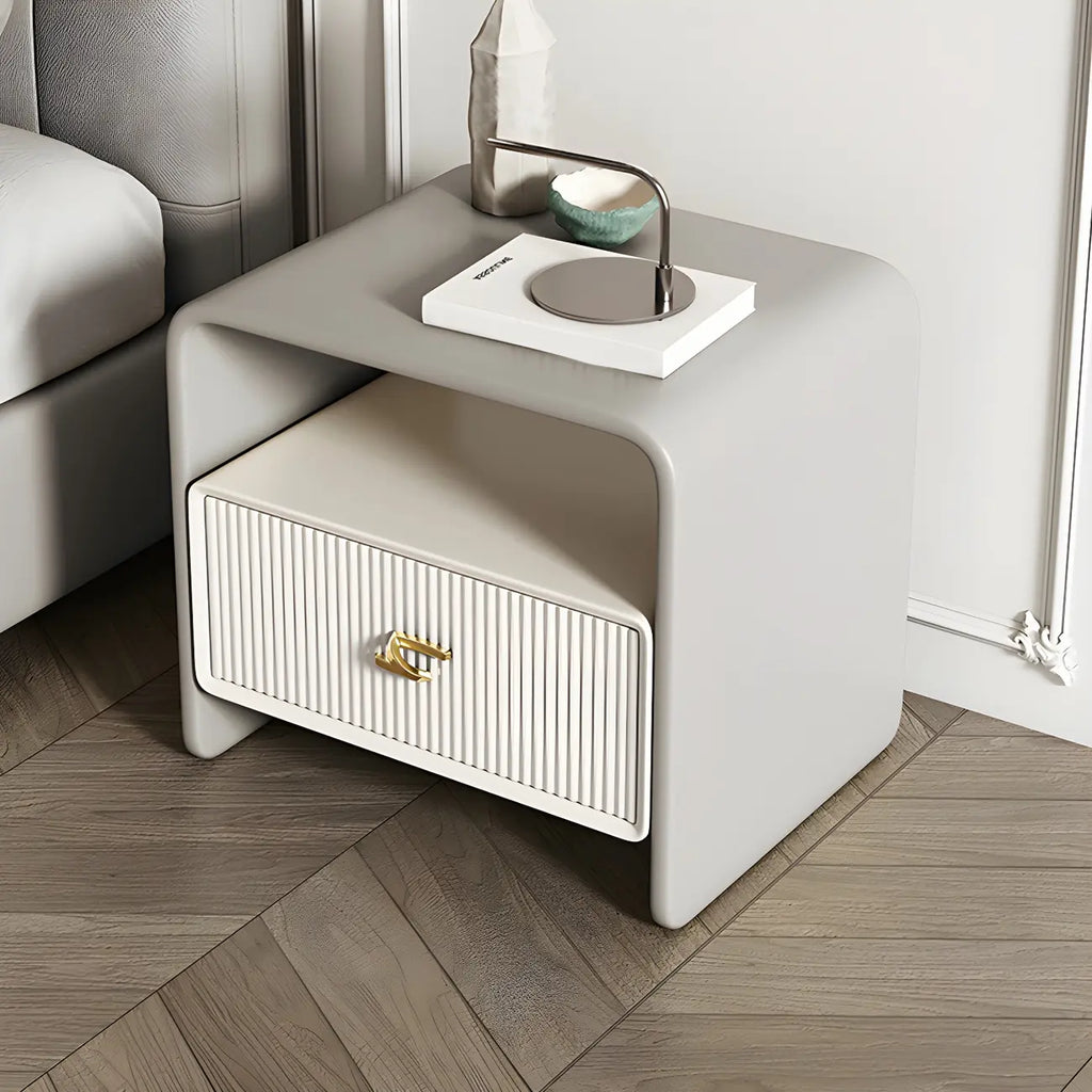 Morandi Narrow Open Back Leather Wood Nightstand