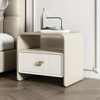 Morandi Narrow Open Back Leather Wood Nightstand