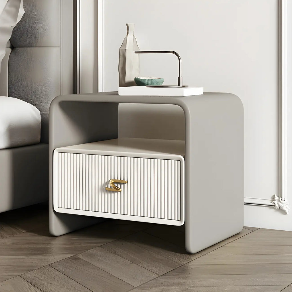 Morandi Narrow Open Back Leather Wood Nightstand