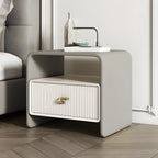 Morandi Narrow Open Back Leather Wood Nightstand