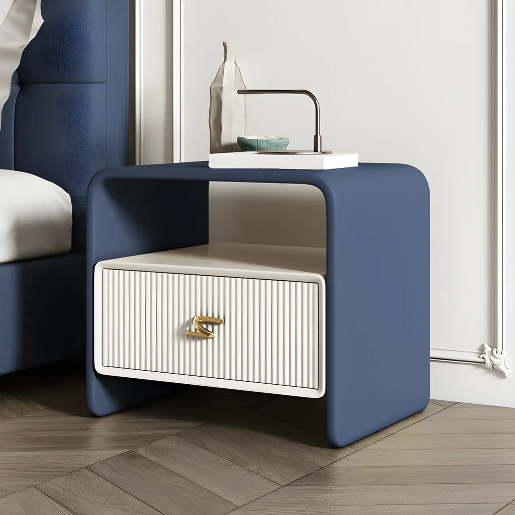 Morandi Narrow Open Back Leather Wood Nightstand