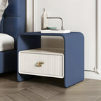 Morandi Narrow Open Back Leather Wood Nightstand