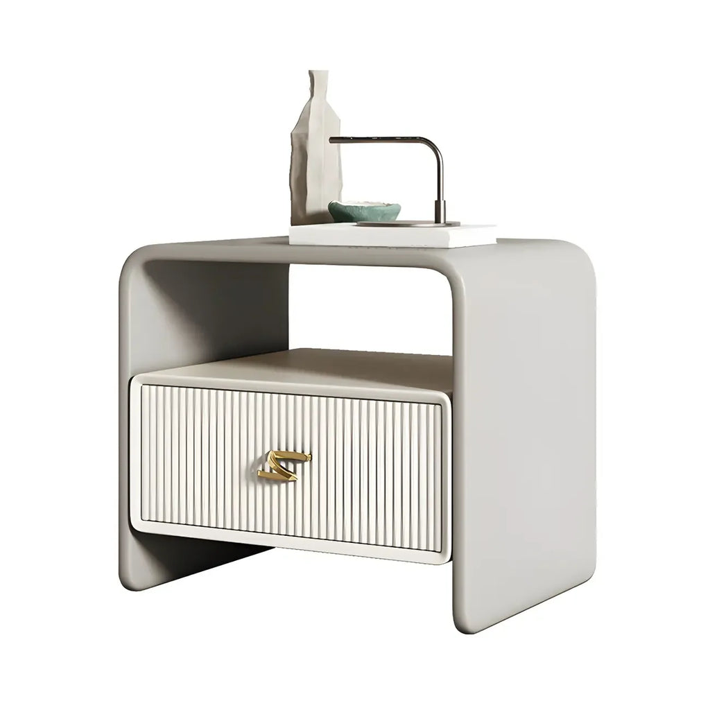 Morandi Narrow Open Back Leather Wood Nightstand