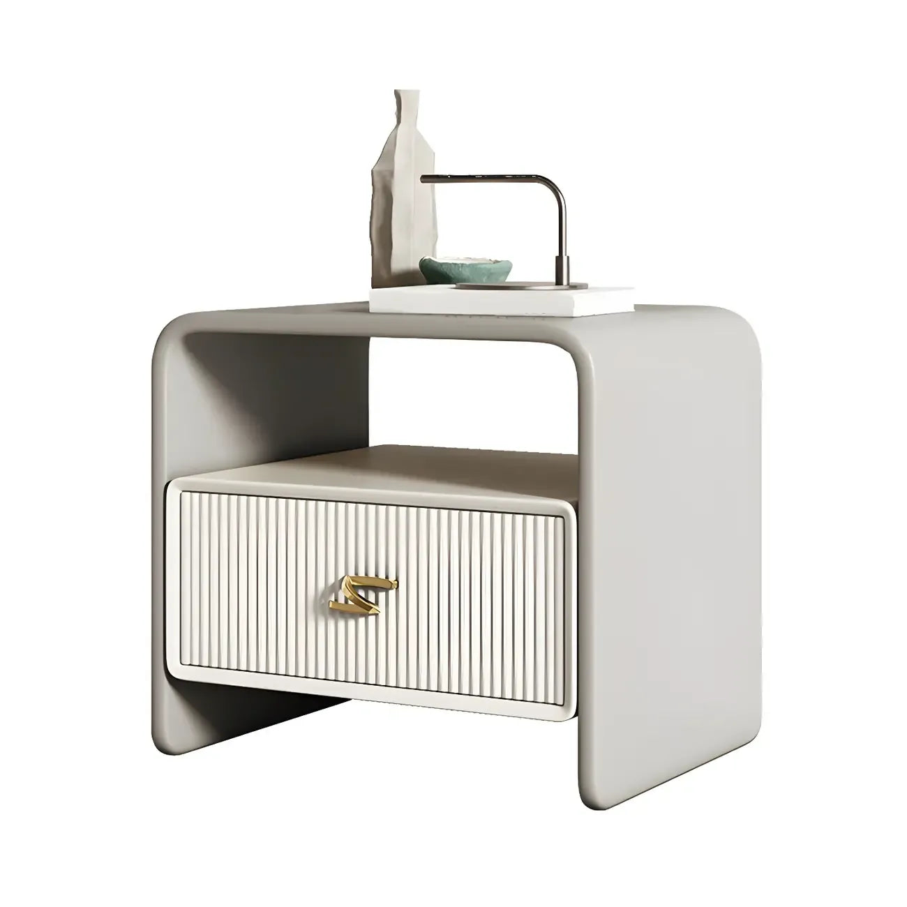 Morandi Narrow Open Back Leather Wood Nightstand