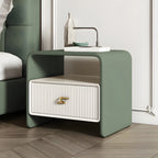 Morandi Narrow Open Back Leather Wood Nightstand