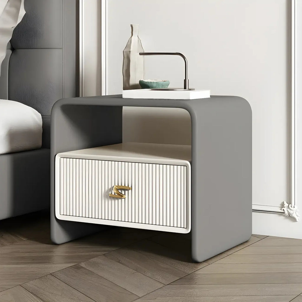 Morandi Narrow Open Back Leather Wood Nightstand