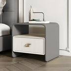 Morandi Narrow Open Back Leather Wood Nightstand