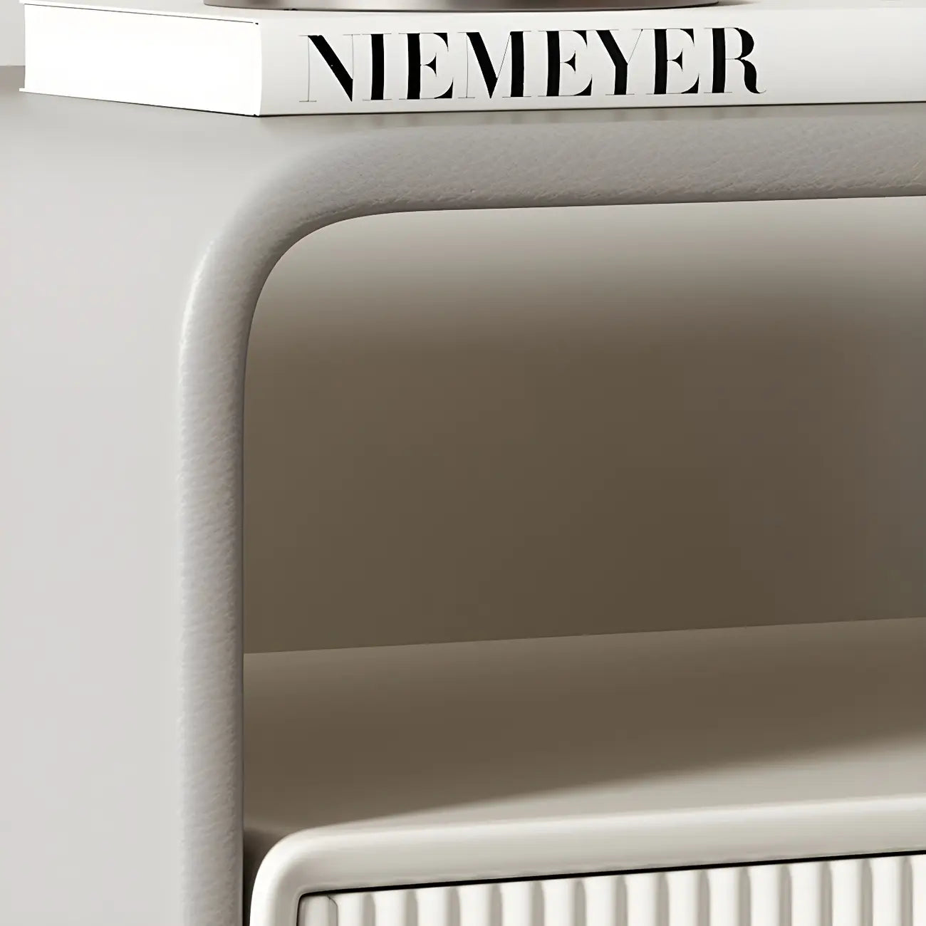 Morandi Narrow Open Back Leather Wood Nightstand