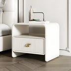 Morandi Narrow Open Back Leather Wood Nightstand