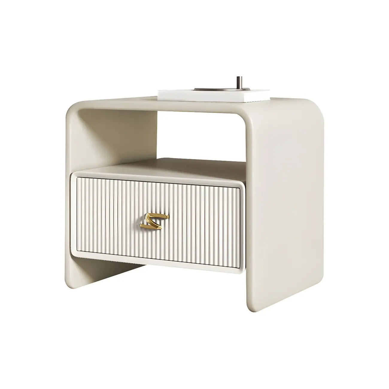 Morandi Narrow Open Back Leather Wood Nightstand